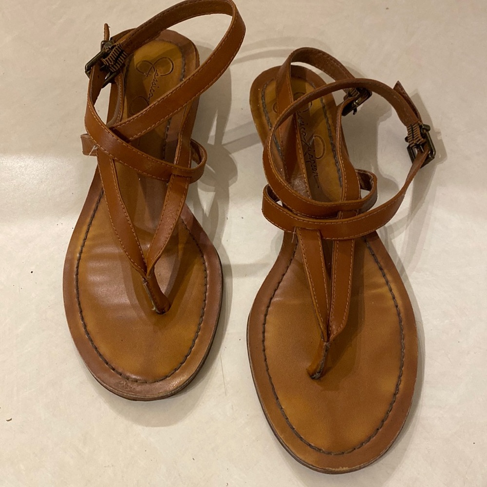 Jessica Simpson leather wrap sandals